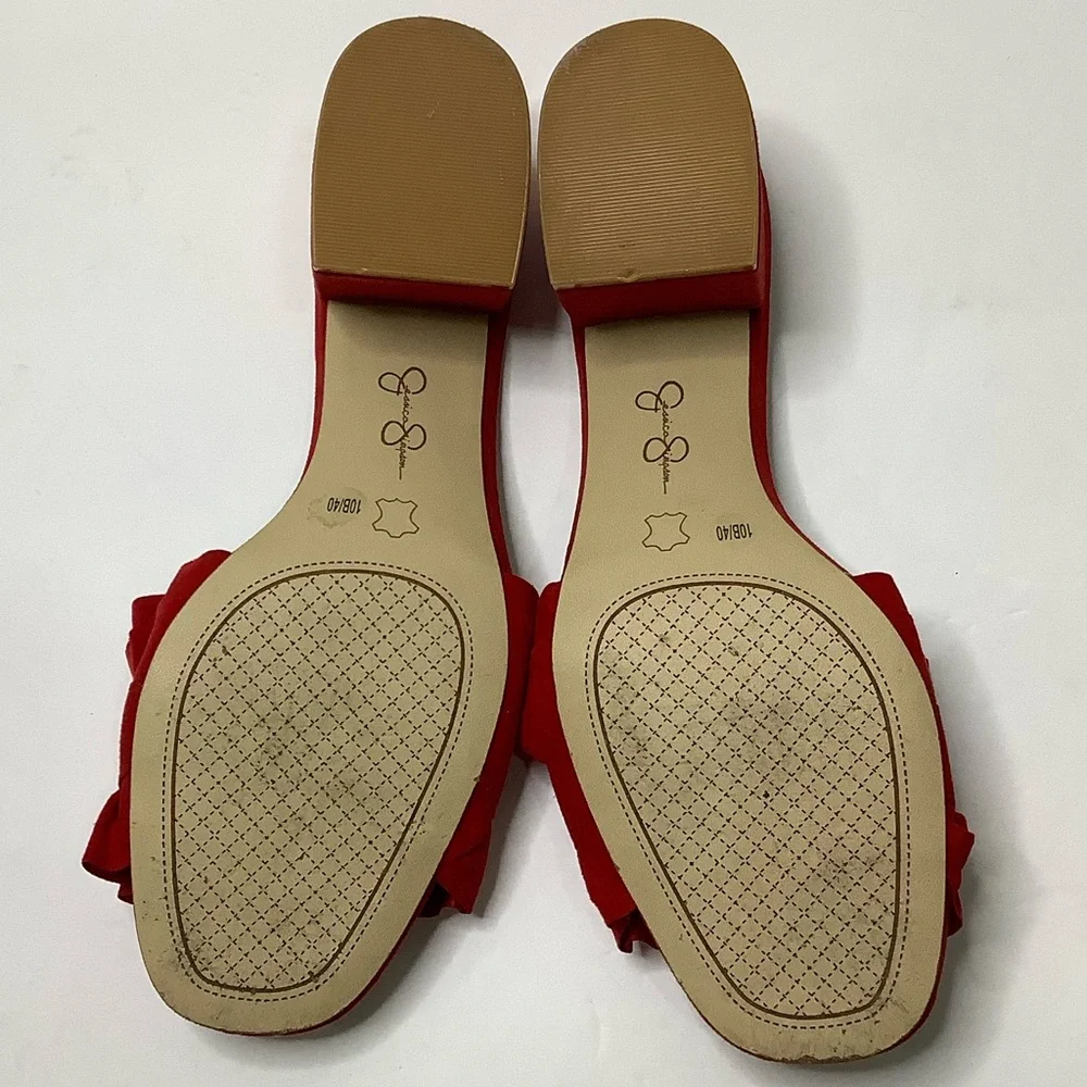 Jessica Simpson Red Ruffle Slide Sandals - Picture 8 of 12